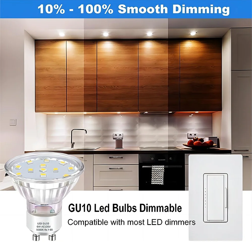 Gu10 Bulbs 60 Smd2835 Led Spot Light 6w Glass Wide Voltage 90-265v Ac Modern 75 Led Spotlights Aluminum Alloy 80 Home Office 530