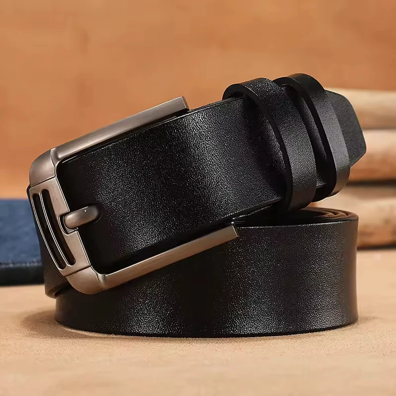 Fashion Simple 3.8CM Wide Cow Skin Men Belt Genuine Leather Belt for Men Casual Luxury Brand Design Belt Man High Quality