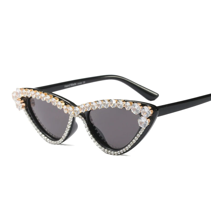 Vintage Retro Women Cateye Sunglasses Rhinestone Crystal Bling Trim Jeweled Frame Costume Glasses