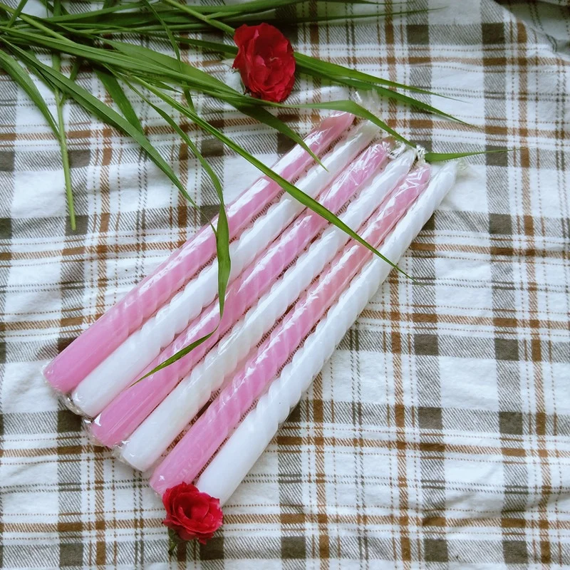 
Good quality spiral wick candles spiral pink Taper Candle 
