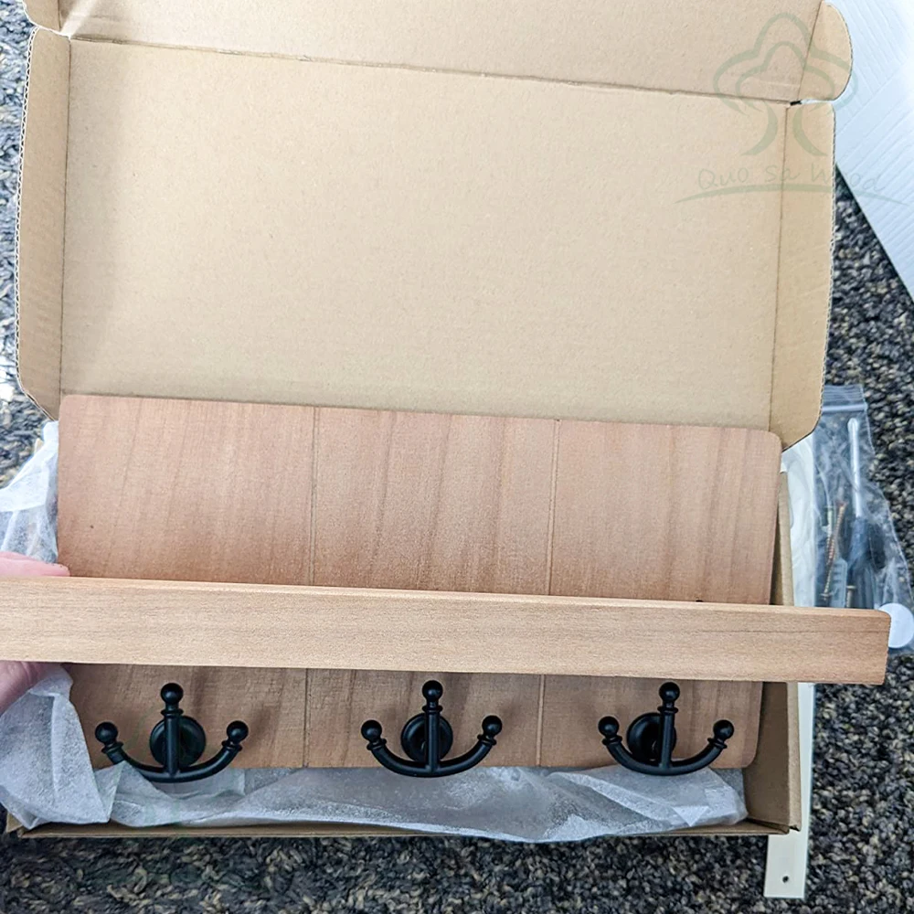 Gold and Black Key and Mail Holder for Wall Decor,Command Center Wall Organization, Rustic Wall Mounted Floating Shelves