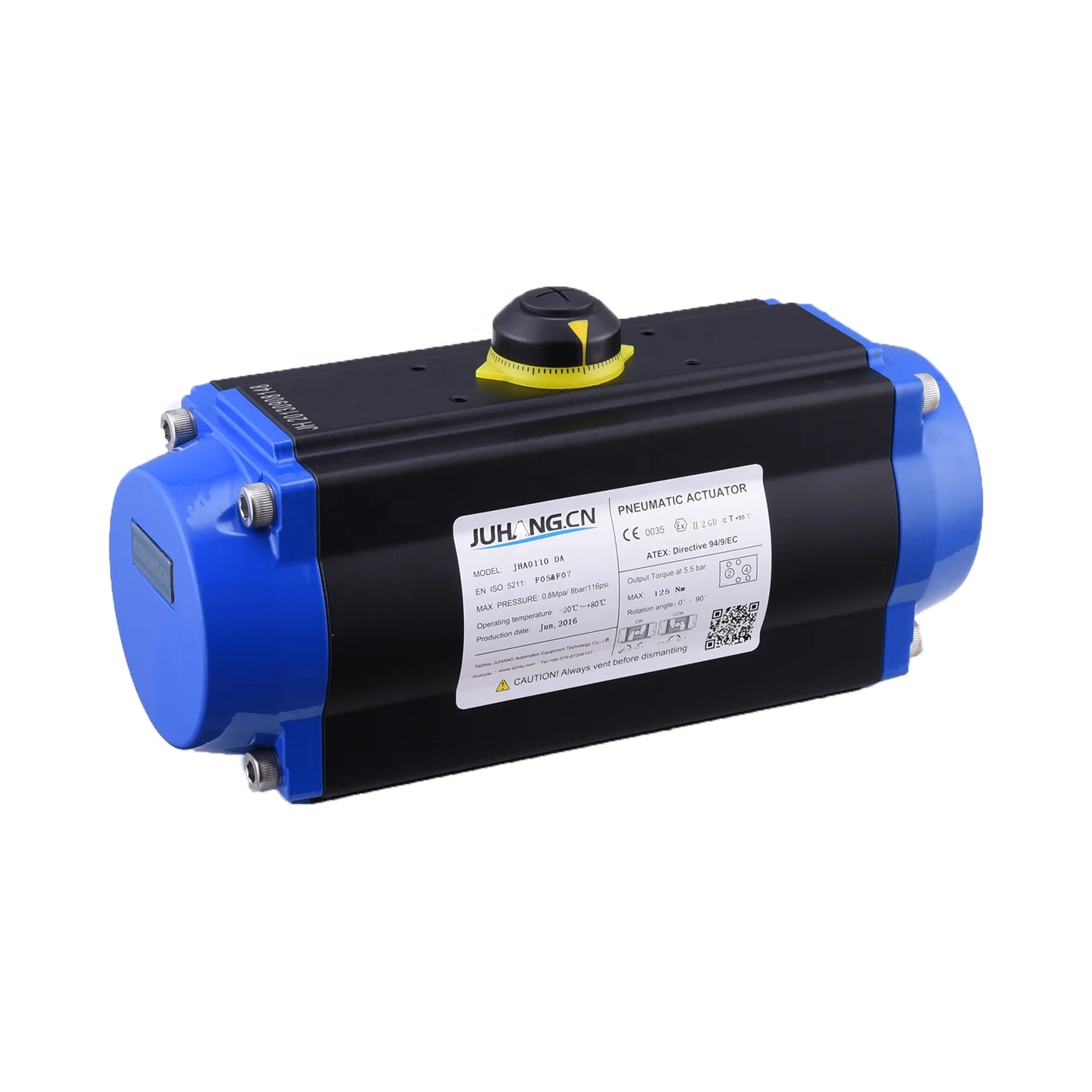 Customizable color Rack and pinion structure pneumatic actuator