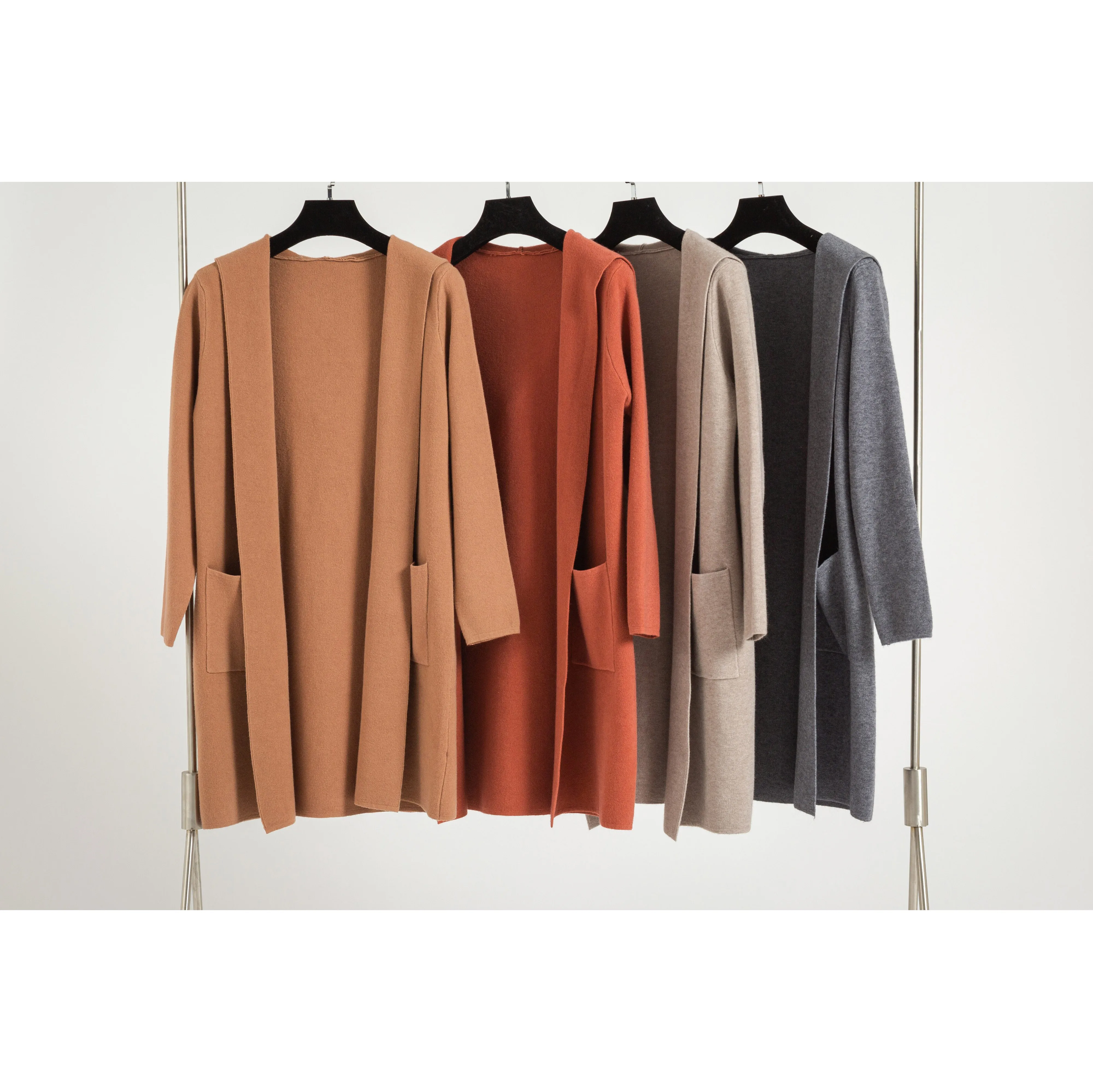 
Pure Color Open Front Female Basic Knitting Cardigan with Pocket (4 colors) 