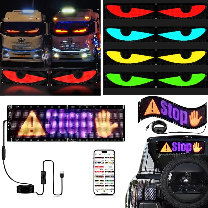 Dynamic Led USB Display Car Sign Sticker App Control Text Smart Display Bluetooth Flexible LED Screen For Car Shop