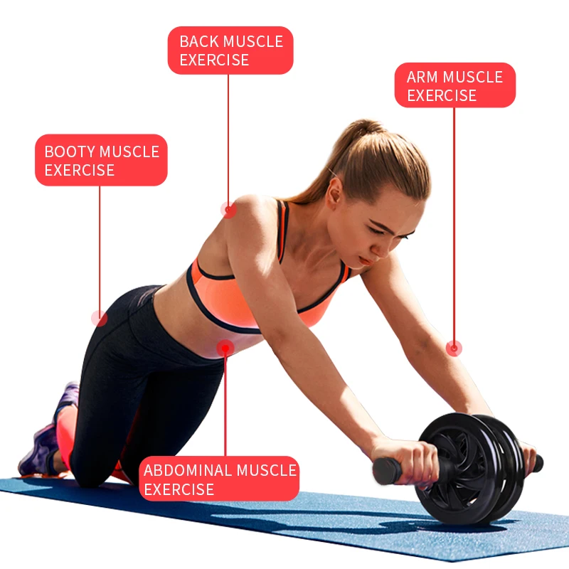 Ab Wheels With Knee Pad Mat Bodybuilding Muscle Exercise Gym Equipment  Multifunction Abdominal Trainer Rollers Set