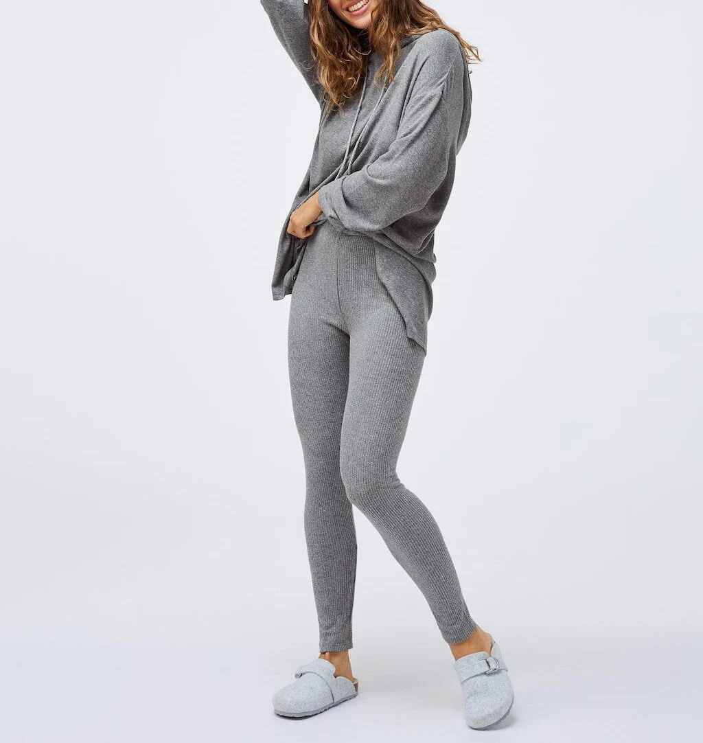 MGOO Customized  Super Soft  Cotton Lounge Wear Women Long Sleeve Hoodie Set Ladies Leisure Legging Sleepwear