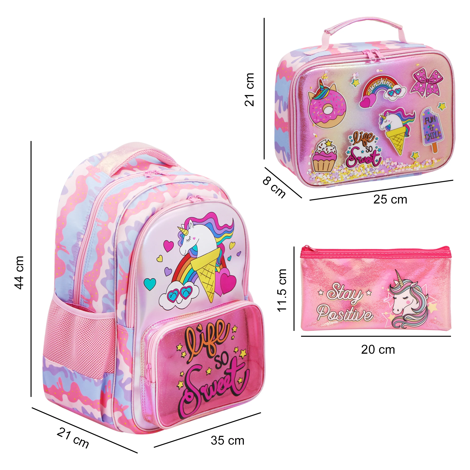2022 New Arrival Custom Unicorn Series bags include backpack lunch bag and pencil bag Stationery Set for children gift