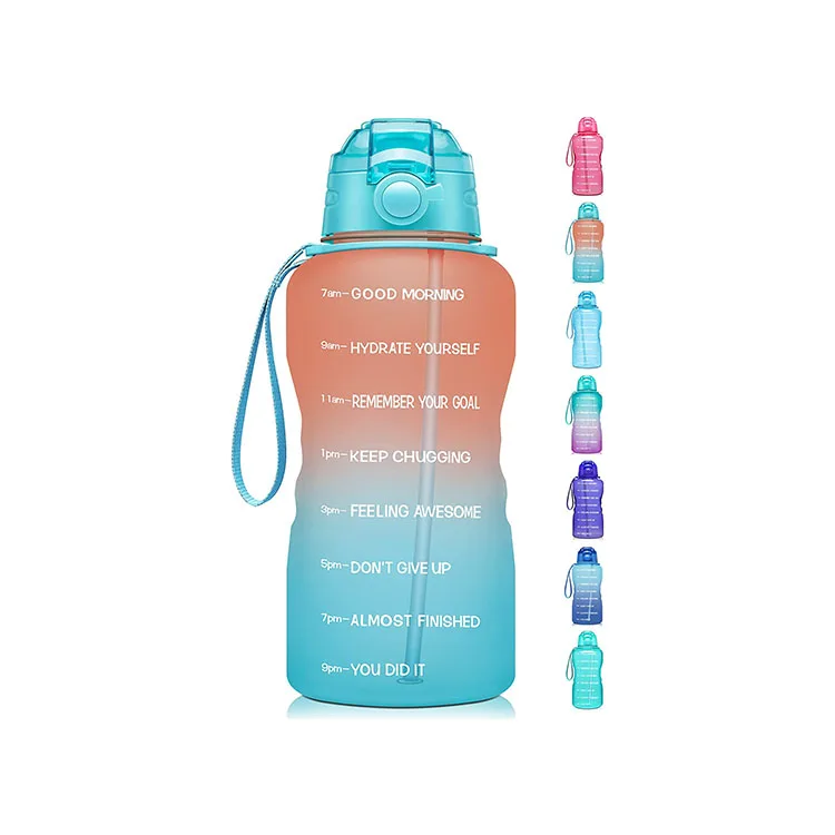 
Leak Proof Tritan BPA Free Water Jug Fitness Large 1 Gallon/128oz Motivational Water Bottle with Time Marker and Straw 