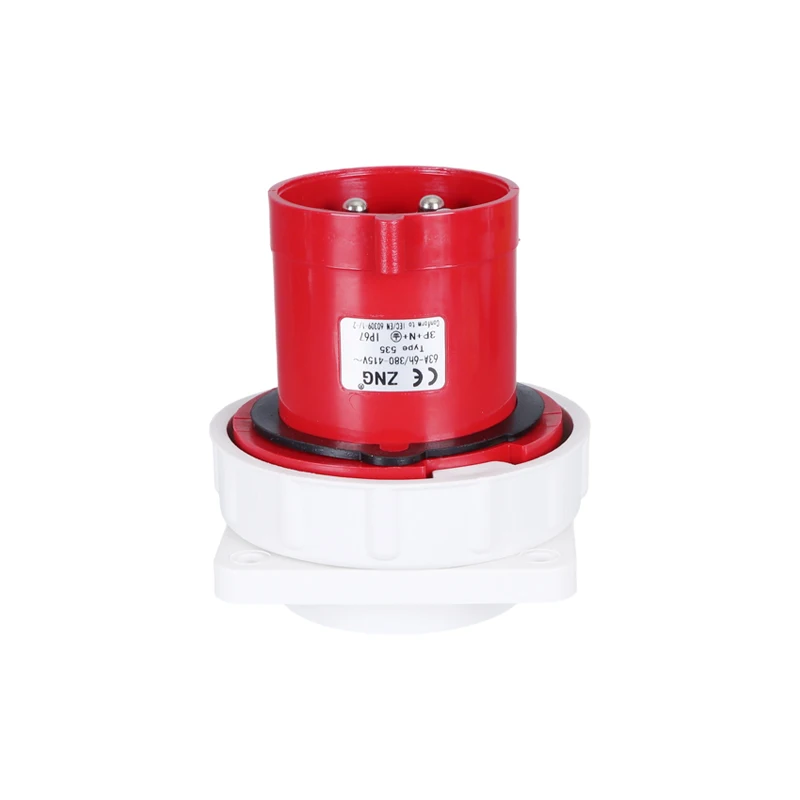 Good Quality 63A5P 400V Panel Mount Industrial Plug IP67 3P+N+E Electrical Power Plug 63 Amps