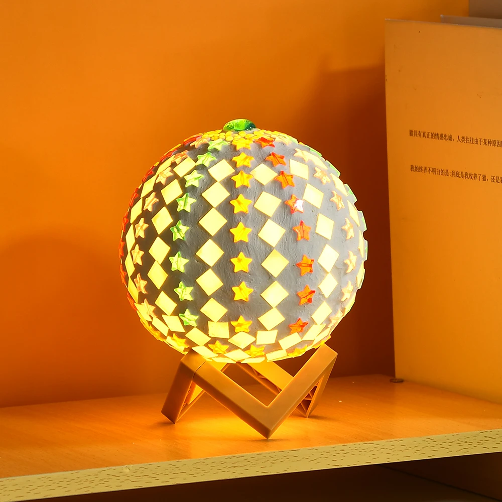 Mixed Mosaic Kit Plastic Moon Lamp Creativity DIY Stained Tealight for Home Lighting Decor Handmade Artwork Kids Gifts