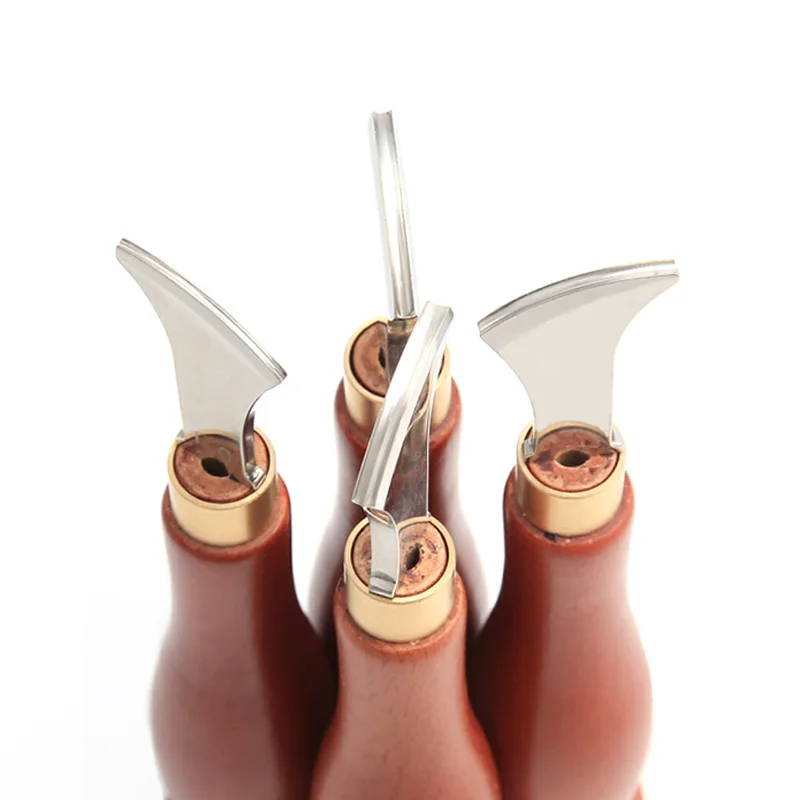 Stainless Steel Handmade Leather Edge Creasing Tools Wooden Handle DIY Leather Edge Creaser