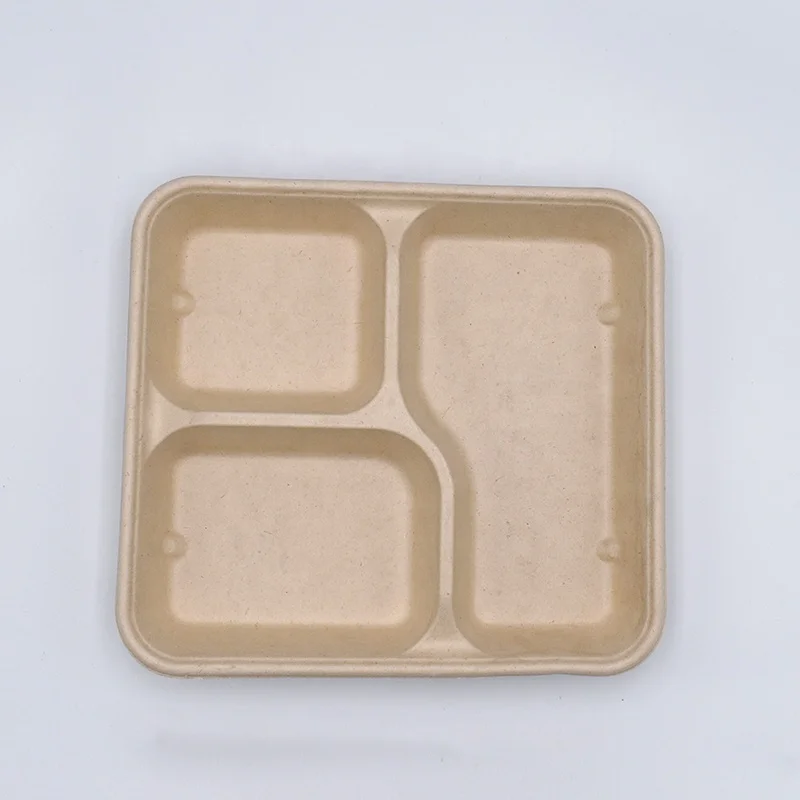 Biodegradable Bamboo Bento Lunch Box Restaurant Takeaway Clamshell Food Container Sugarcane Paper Bagasse