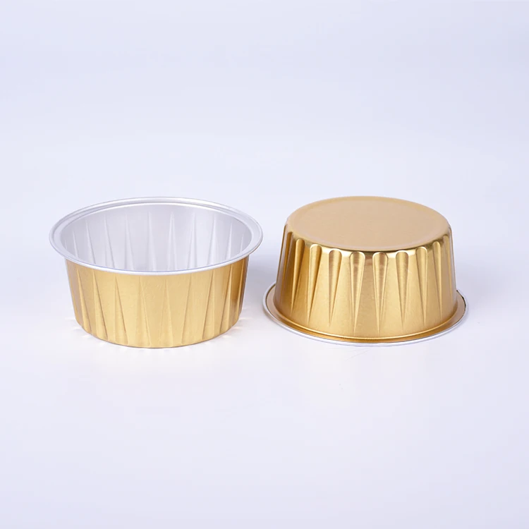 Disposable coloured 130ml round shape aluminum foil container small smoothwall foil container