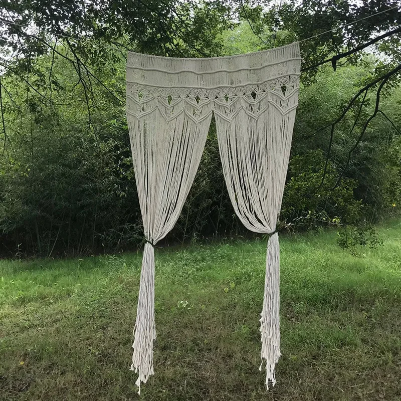 Wedding Scene Props Woven Curtain Tassel Cotton Rope Wall Decor Tapestry Macrame Wall Hanging Curtains