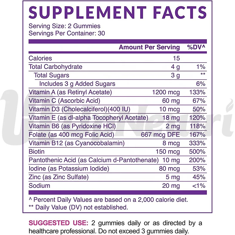 Premium 100% All Natural Multi Vitamin Gummy Adult Vitamins Supplement Gummies