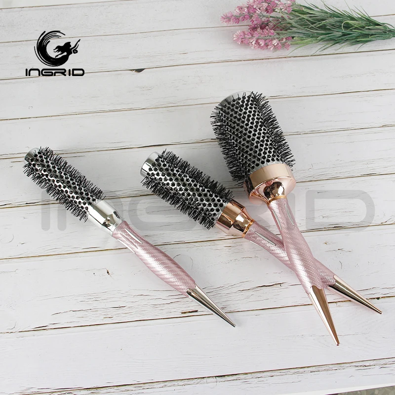 Fashion Bright Powder Aluminum Tube Comb Salon Hair Brush Hairdressing Barrel Comb