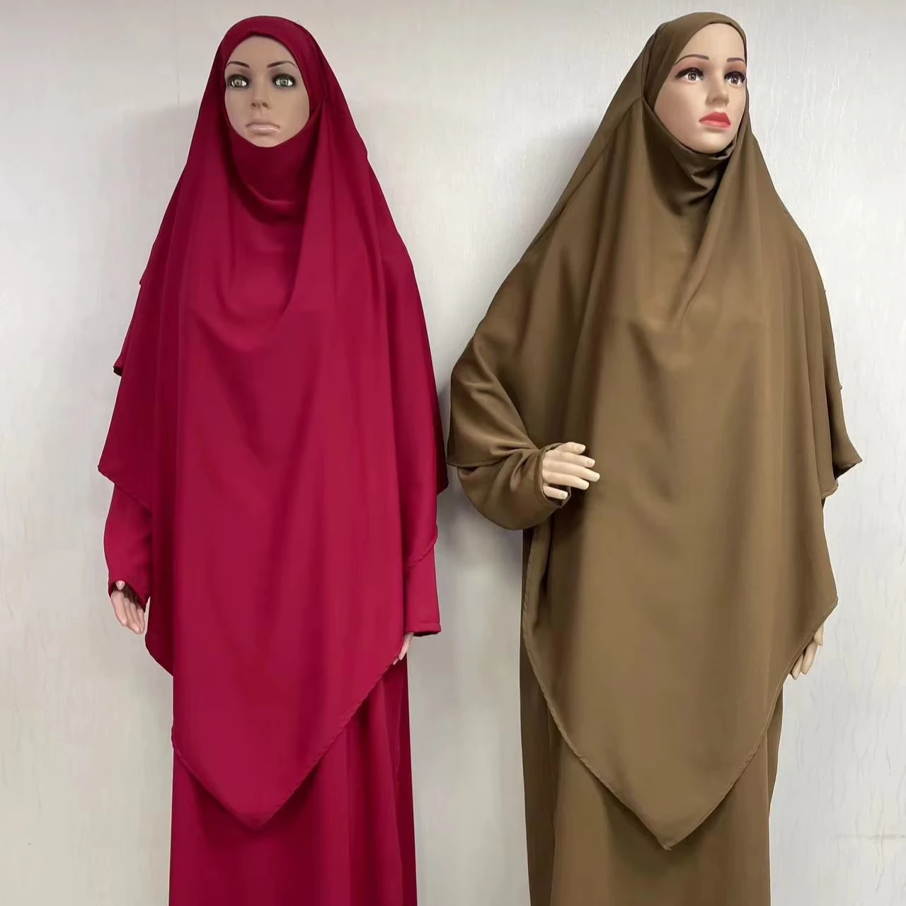 MC-1654 Hot Selling Fashion Ramadan Jilbab 2 Piece Prayer Muslim Women Khimar Dress Islamic Hijab Niqab 3 schicht