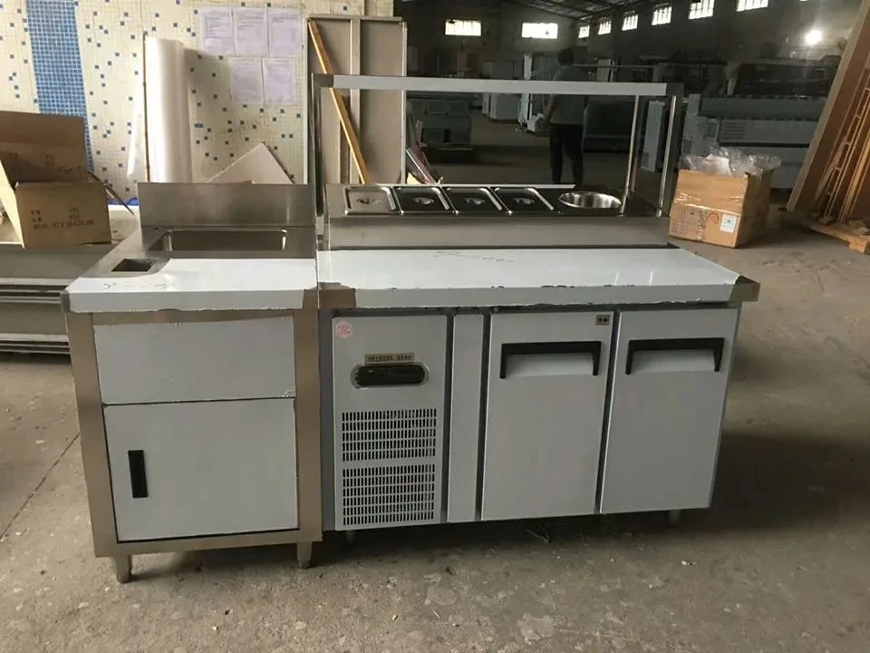 Factory Customized Refrigerated Pizza Prep Table 3 Doors