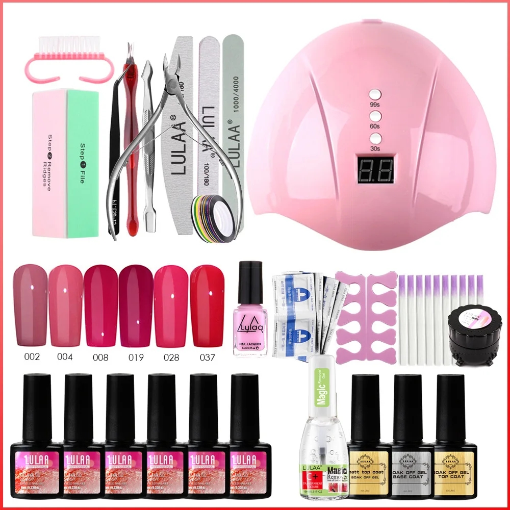 GK03A Professional nail art UV gel Curing tool kit polish gel nail kit with uv led lamp poly gel nail polish kit with uv light