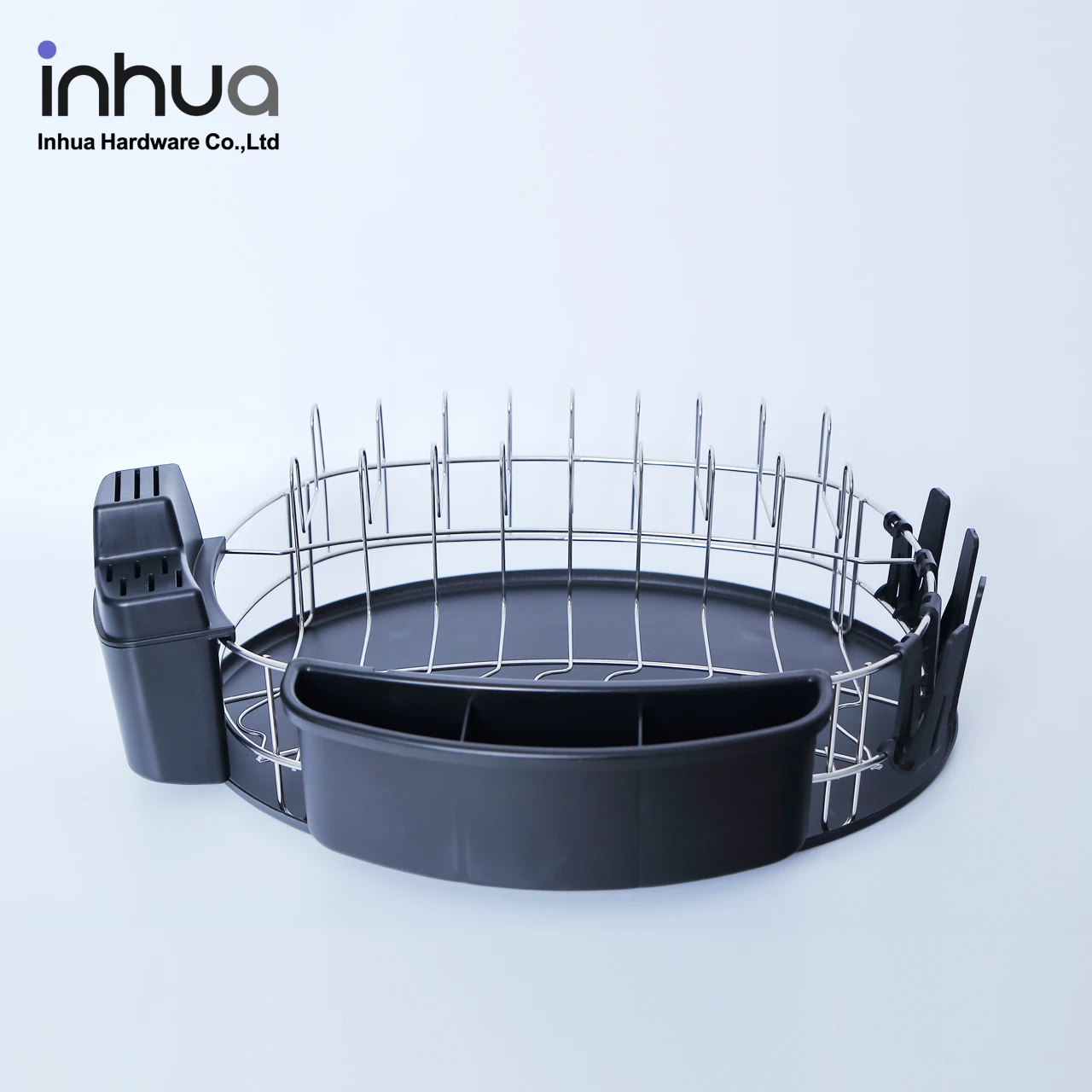 
high quality 304 stainless steel dish rack single layer dish drying rack kitchen storage rack with 4 cup holders and drainboard 