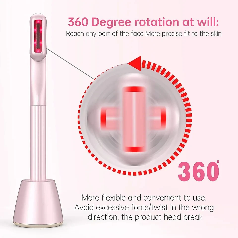360 Degree Rotation Advanced skin care plasma LED Light Therapy Face EMS Facial Eye Beauty Massager Red Light Skincare Wand