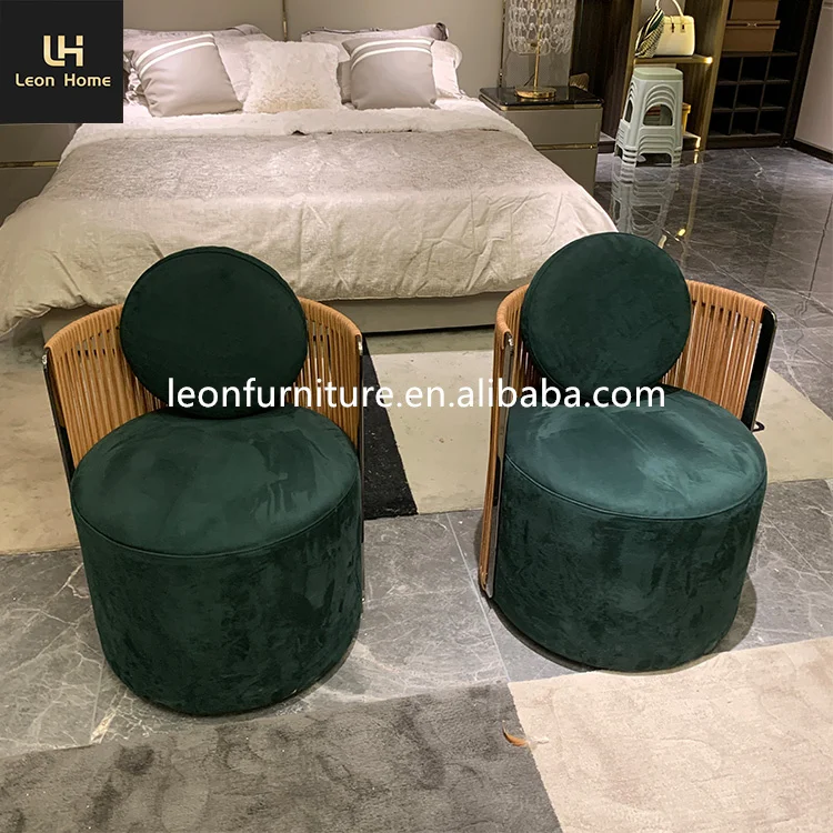 Elegant Classic Design Luxury Style Green Nubuck Fabric Leisure Chair Modern Living Room