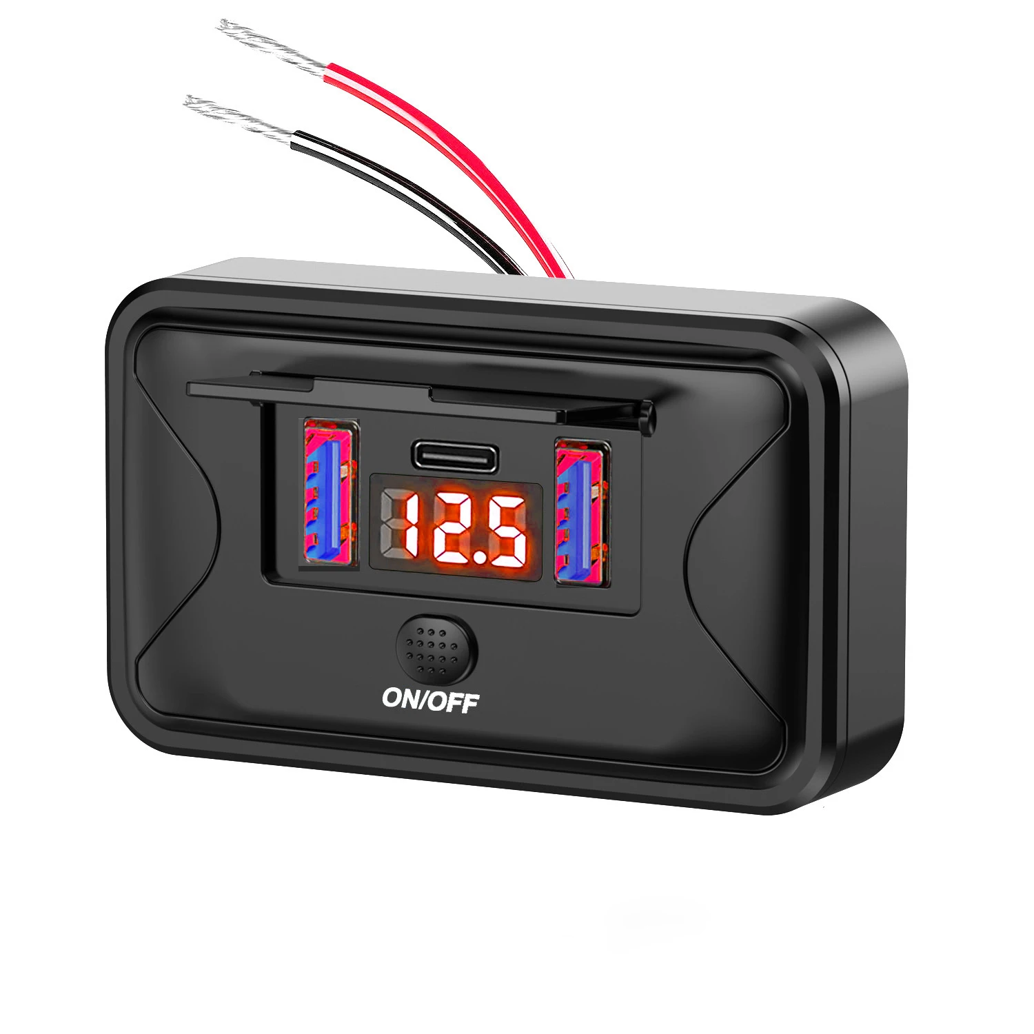 12V USB Car Charger Dual QC3.0 & PD 3.0 Switch Panel Wall Mount Power Outlet for Marine Boat ATV RV