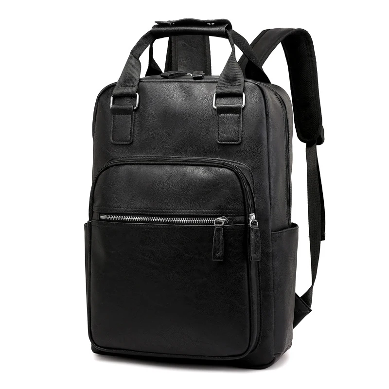 Waterproof school bag Fashionable original design men leather backpack black travelling back pack bags