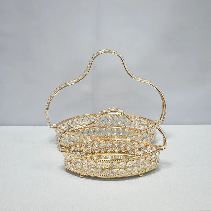 vegetable rack kitchen fruit storage basket luxury Creative metal jewelry tray  decorate glass tray