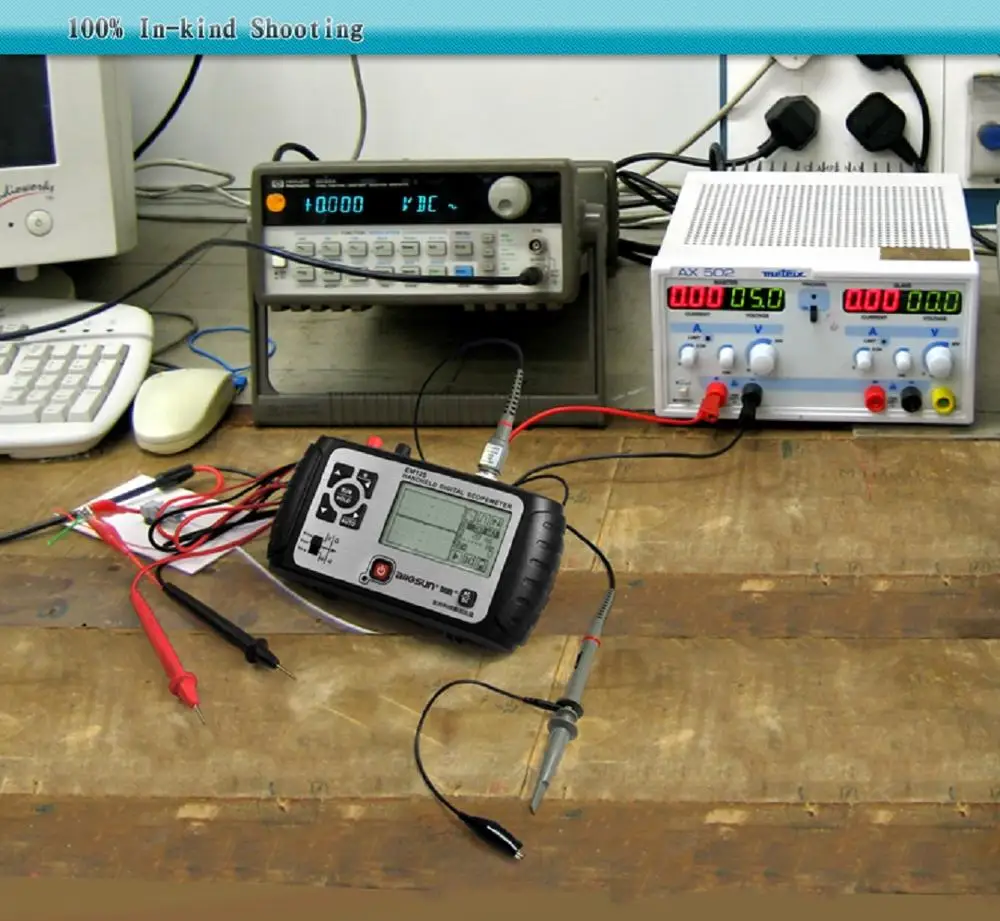 Все-солнце Прямая продажа с фабрики Высокое качество EM125 Ручной цифровой запоминающий осциллограф 25 МГц 100 м Sa/s Сфера метр со светодиодной подсветкой