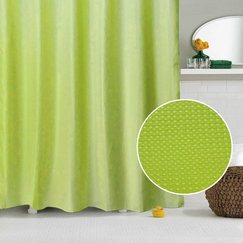 
Waffle Hotel Hookless Shower Curtain with Matching Window Curtain PVC Hook ,shower Curtain Strap Polyester Modern The Public 