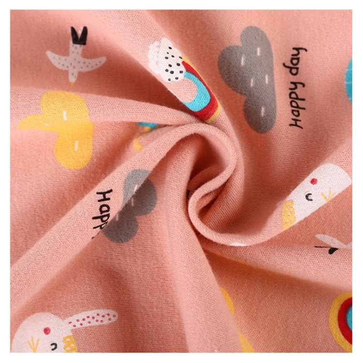 100% organic cotton knitted jersey with print fabric for kids clothes