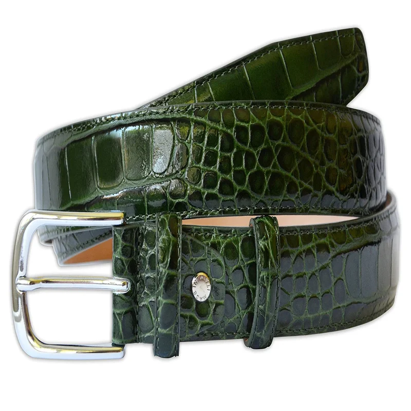 Crocodile Pattern Leather Belt Luxury Belt Pin Buckle Belt