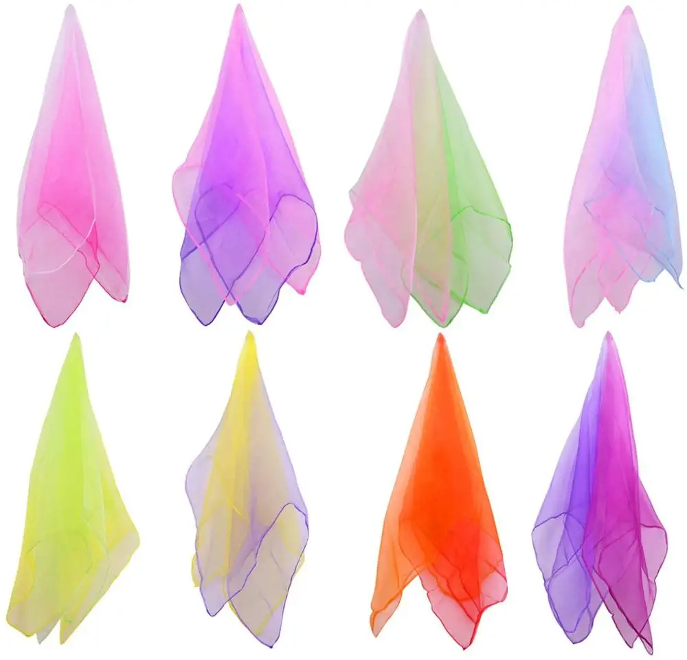 Square Dance Scarves Juggling Scarf Props Magic Silky Scarves Dressing Accessories & Decorations ( Multicolored)