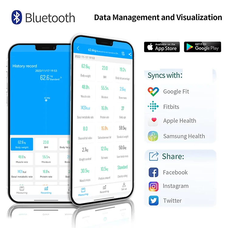 Digital Lcd Display 180kg Health Weighting Scales Smart Body Scales Bt App Control Body Fat Scale