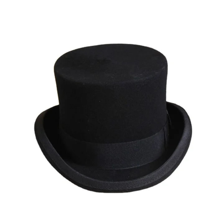 Cylinder Classic Elegant 100% Wool Felt top hats wholesale Victorian Style Made Hatter Tall Gentlemen formal dress hats for men