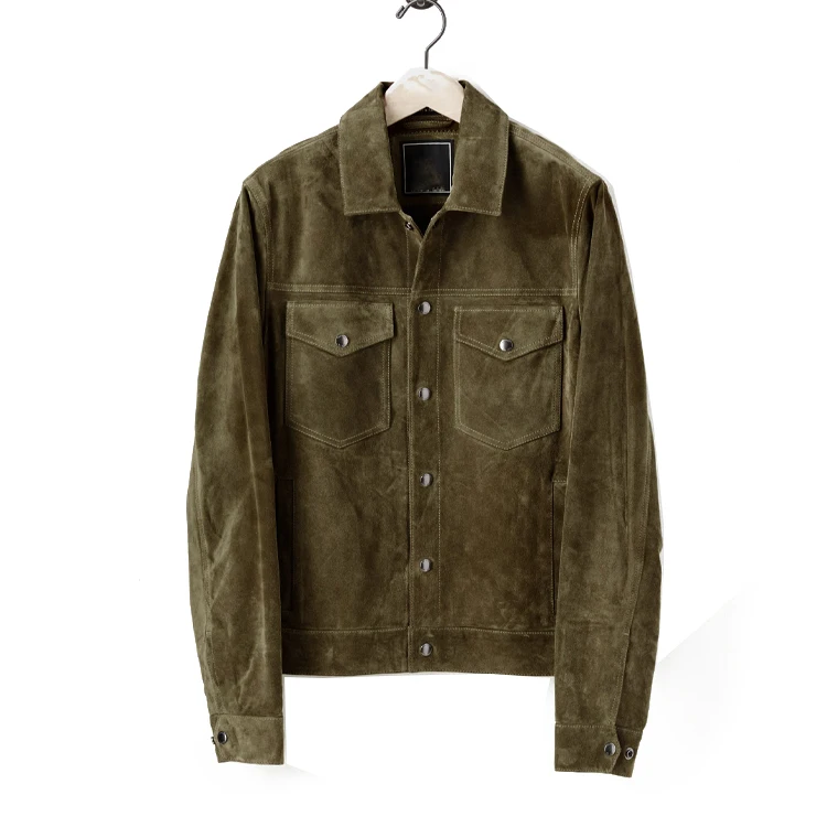 High quality suede jacket for men Classic four-button lapel plus size Winter men solid suede jacket