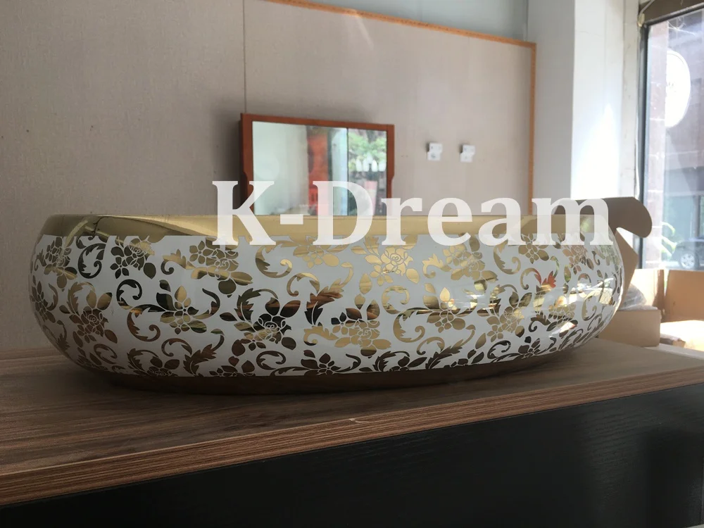 
Luxury design KD-03GBE ceramic electroplated gold color washing hand basin 