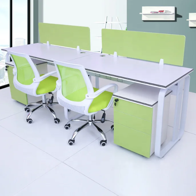 Modern panel wooden customized with drawer glass 4 6 2 people seater partition staff furniture color office workstation desk