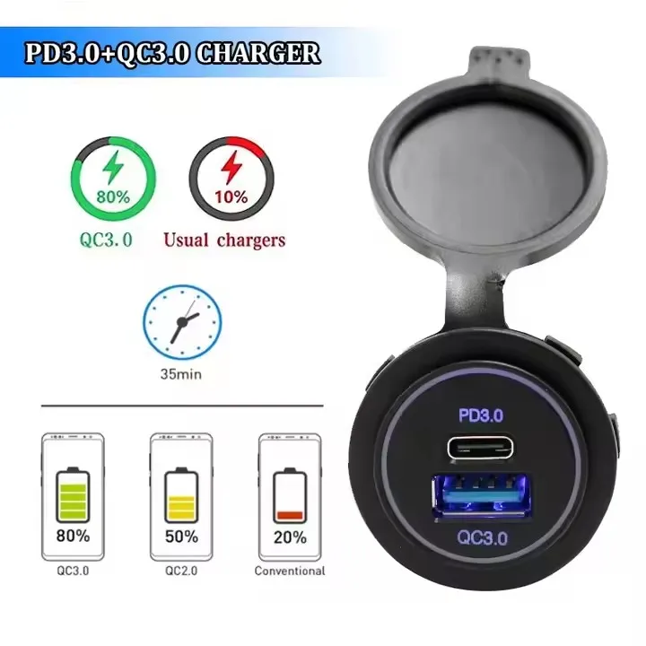 Usb C Pd 12V Install Usb Port In Car Fast Charging 2 Ports Qc 3.0 And Type C Pd Dc 12V-24V Dual Usb Power Socket Outlet