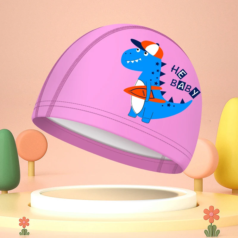 Kids Swim Cap High Elastic Waterproof Swim Bath Cap Cute Cartoon Style Swim Hat For Boys And Girls
