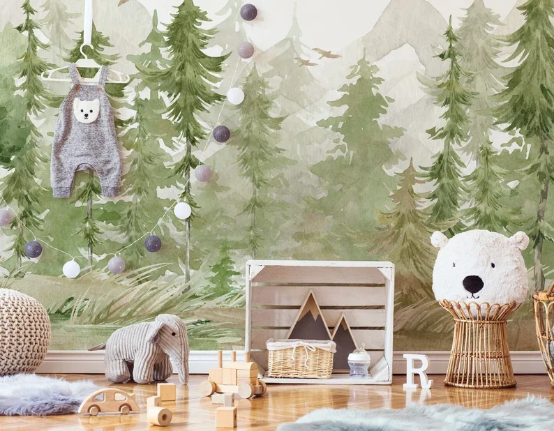 Beautiful OEM Forest Animals 3D Mural Wallpaper For TV Background Home Decoration