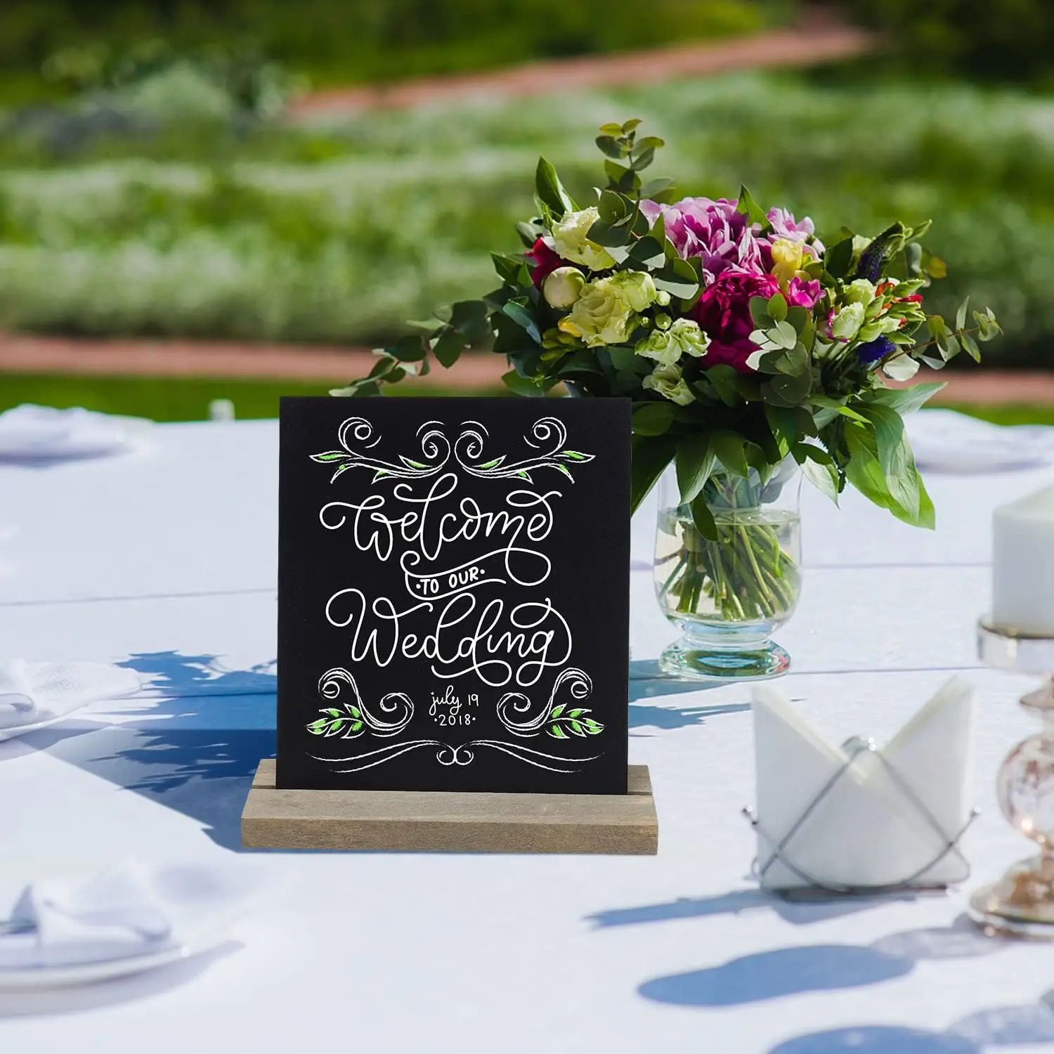 Pack of 8 Stand Chalkboard Small Board for Writing on Double-Sided Slate Buffet Signs Price Tags Stand Drink Card for Birthday