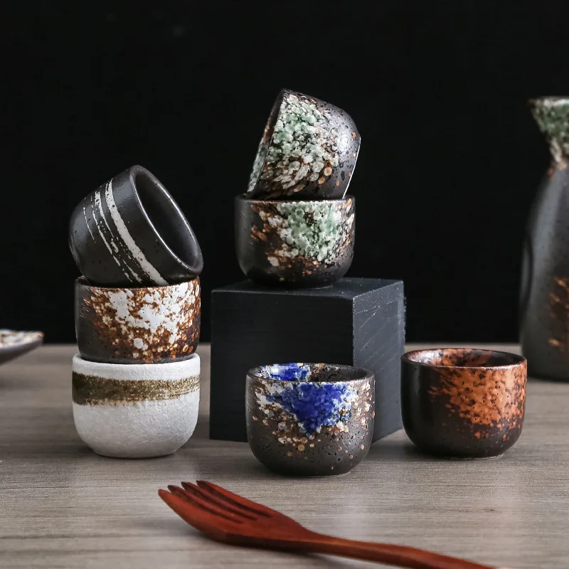 Japanese Restaurant drinkware ceramic tea cup handmade stoneware sake cup Household porcelain water mug for sale master cup