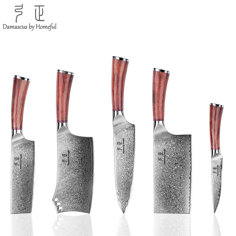 High Quality Damascus Chef Knife Set Handmade VG 10 Steel Kitchen knife