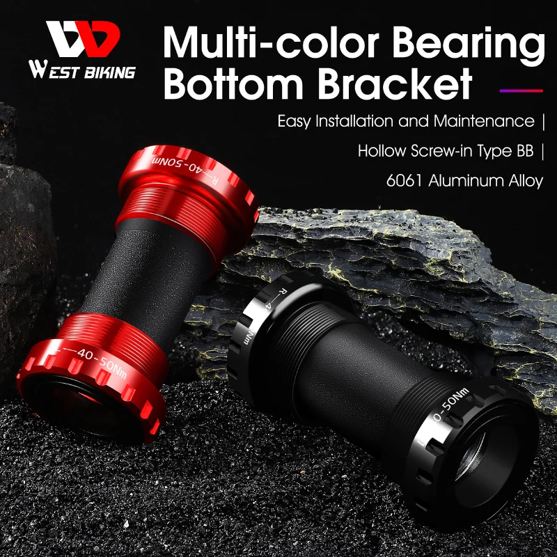 WEST BIKING Mountain Cycling BB Hollow Bottom Bracket 68-73mm Accessories Tool Bike Set Cycling Waterproof Crank Set Axis Parts