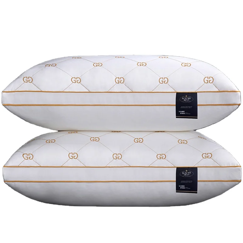 Double G Exquisite Embroidery Bounce Back Pillow Brief Soft Comfortable Bedroom Bed Sleep Pillow 5star Hotel Home Adult Pillow