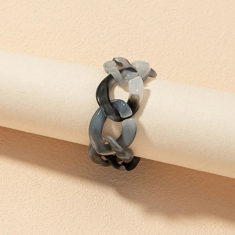 Новинка 2021 дизайнерское зеленое кольцо из акриловой смолы на палец витая Цепочка прозрачное акриловое с леопардовым