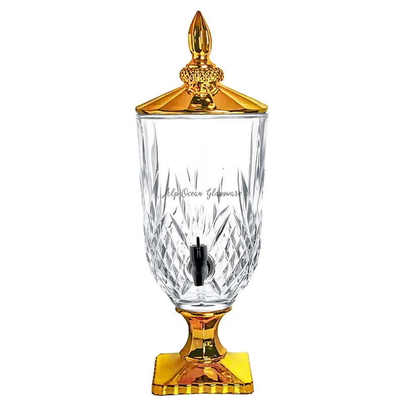 Позолоченный 3 л большой объем сока стеклянная посуда для напитков диспенсер для напитков с краном