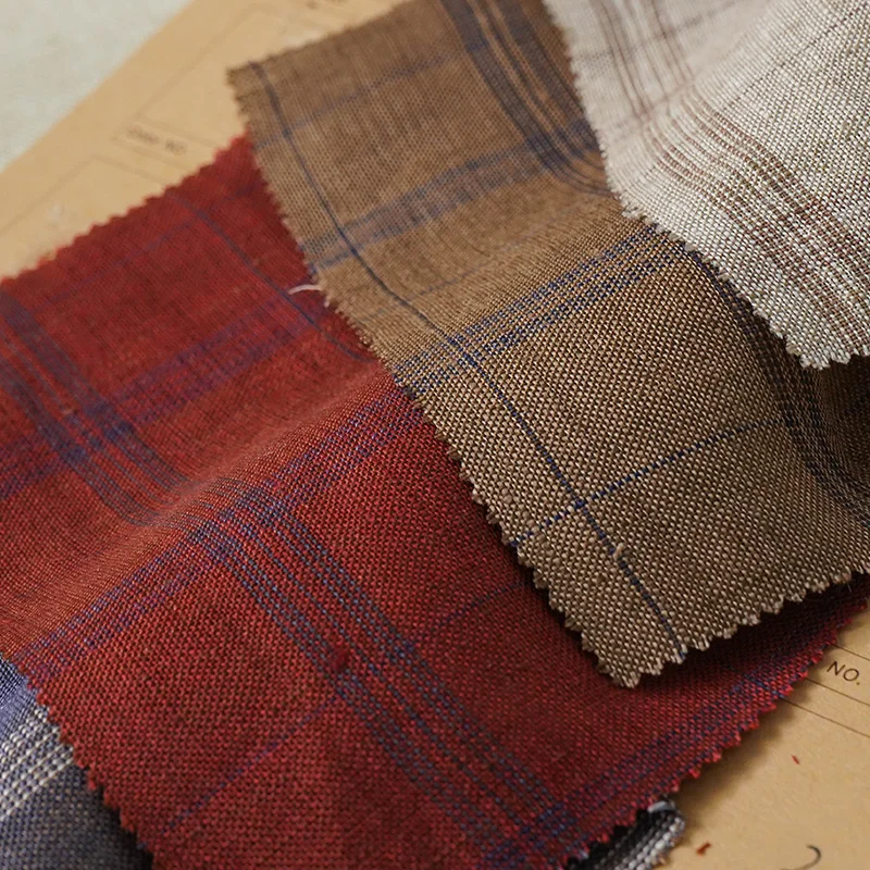 
Wholesale yarn dyed check woven 100 hemp fabric for clothing 